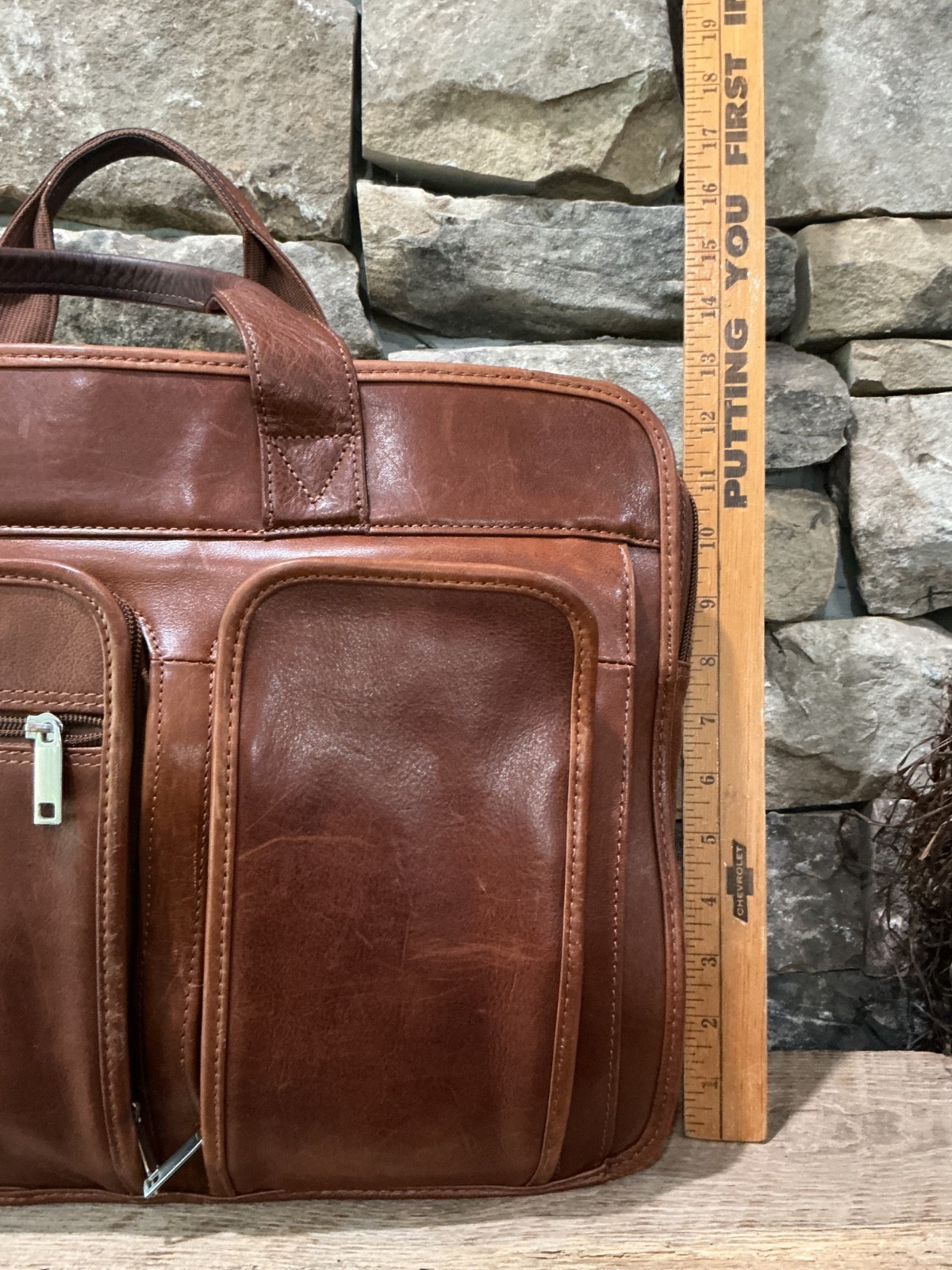 WILSON LEATHER Brown Genuine Leather Briefcase Travel Bag Laptop Expanding VG ❤️