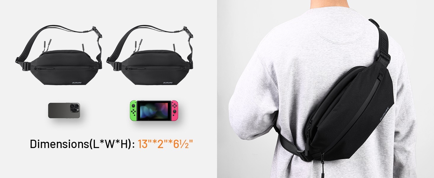 Oumurs 4L Men Sling Backpack RFID Blocking 600D Polyester Water Resistant US