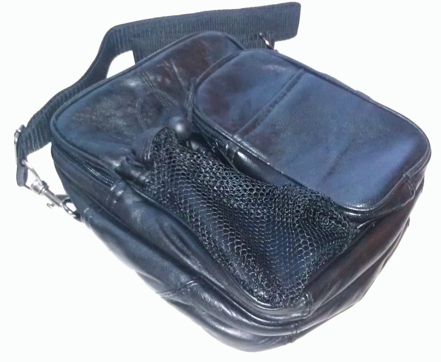 Black Genuine Leather Men’s Messenger Organizer Bottle Holder Bag US Seller