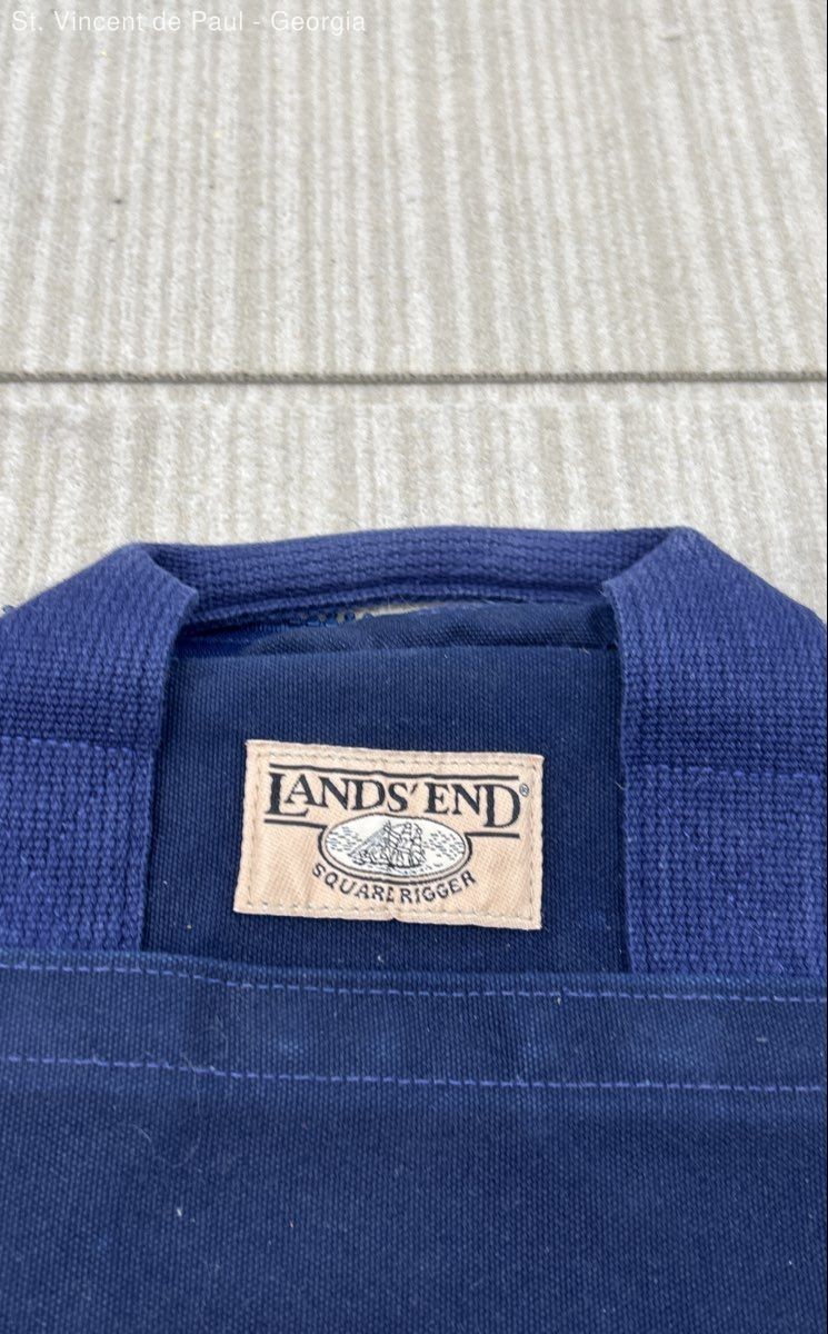Vintage Lands’ End Square Rigger Duffle Bag Canvas Leather L Weekender USA Made