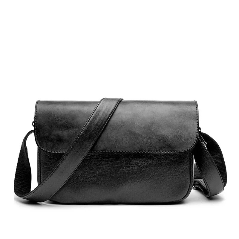 Retro Shoulder Bag Men Crossbody Street Fashion Soft Leather Messenger Handbags