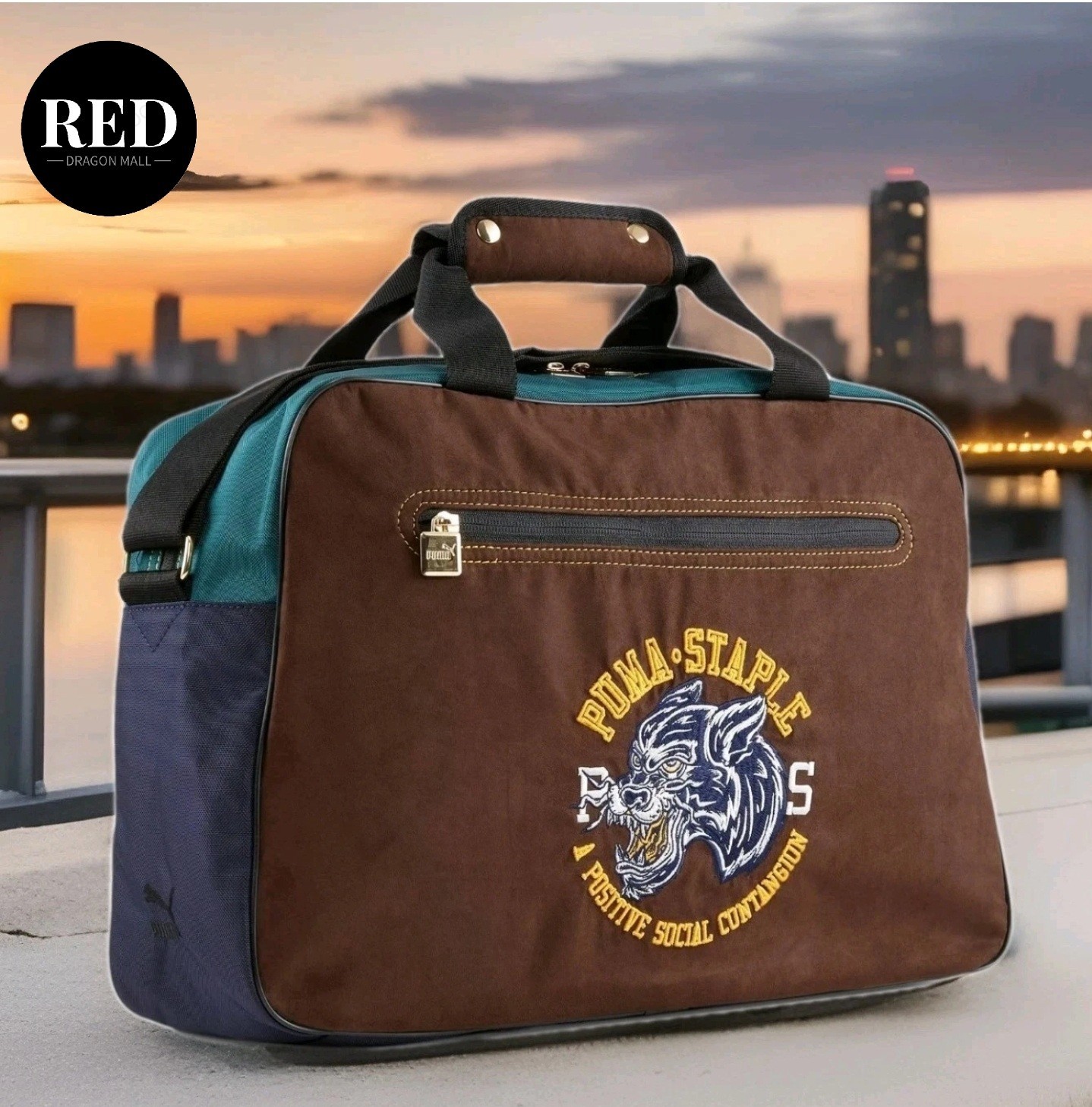 PUMA x STAPLE Messenger Bag Vintage Varsity Embroidered Duffel School Travel