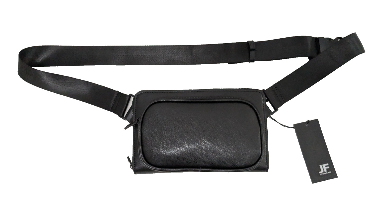 JF J. Ferrar Men’s Crossbody Waist Pack Fanny Pack Black Zip Around $60 Nwt