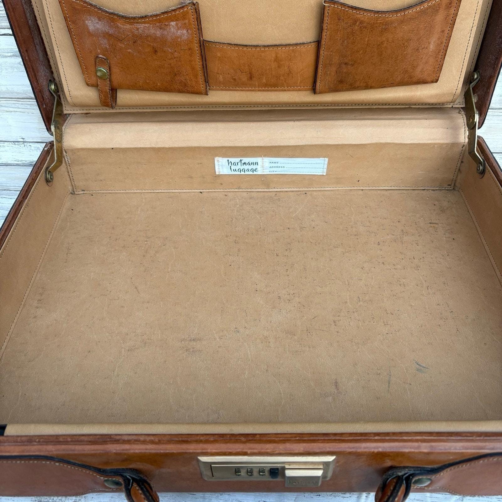 VTG Hartmann Belting Leather Briefcase Attache Brown Organizer 4″