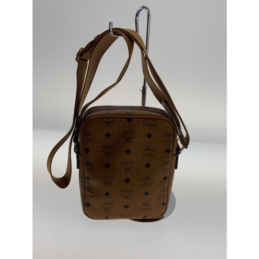 MCM Authentic Visetos Leather Brown Shoulder Bag Crossbody Bag Logo Engraving