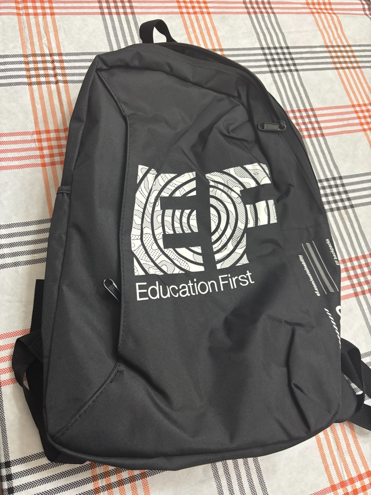 Education First (EF) Backpack Black And White. NWT 2025. Recycled material