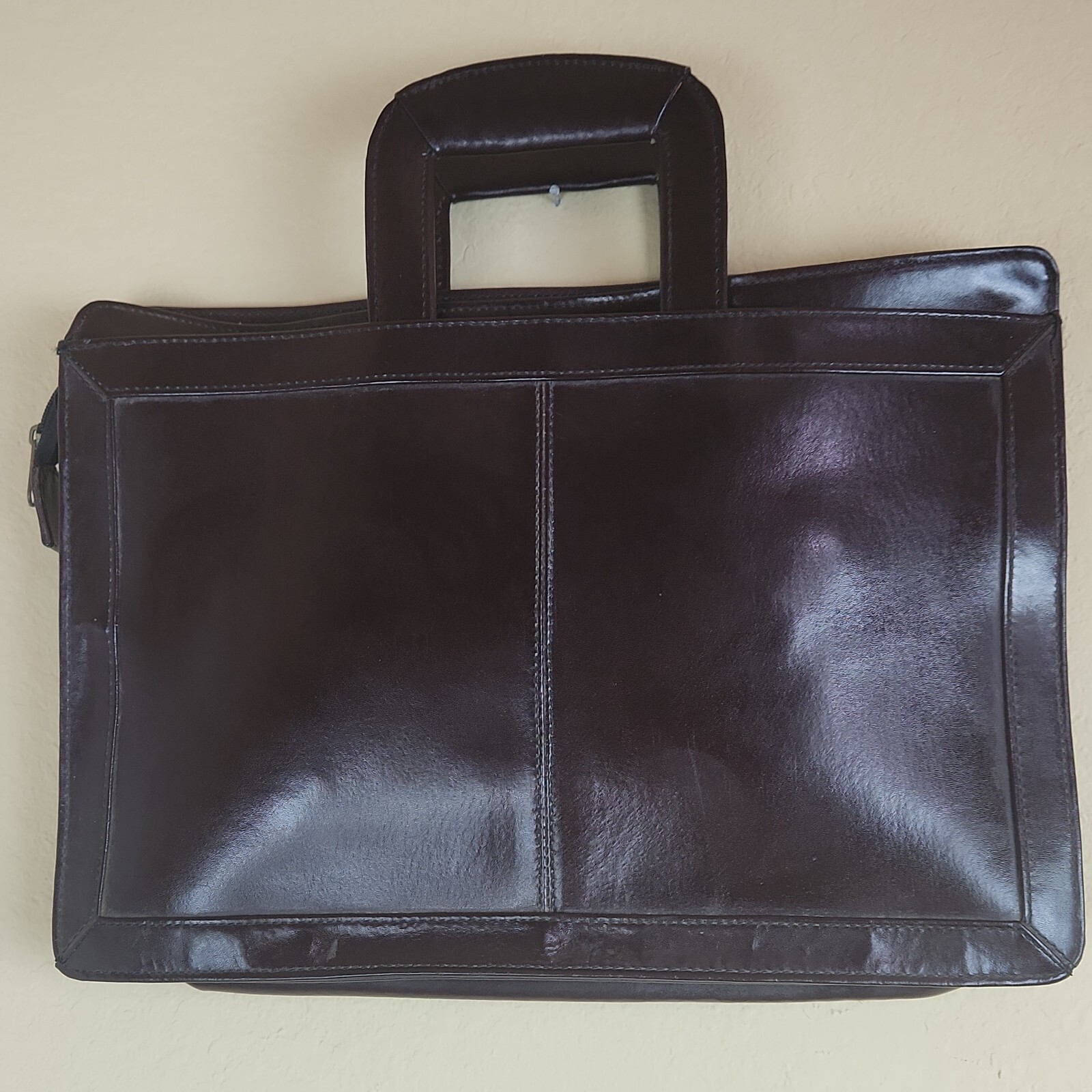 Vintage HIT Briefcase retractable with extra 4 pockets genuine leather brown
