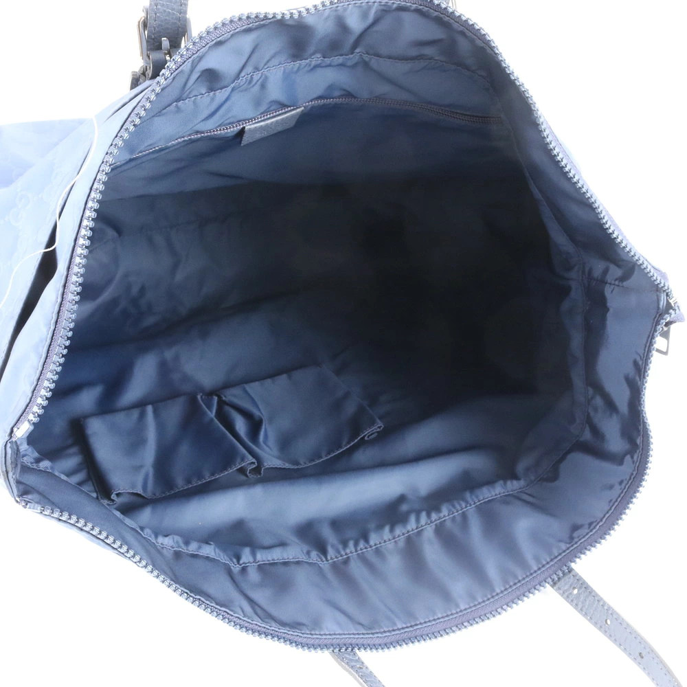 Gucci GG Nylon Leather Tote Bag Navy Size W42cm H33cm D22cm Excellent
