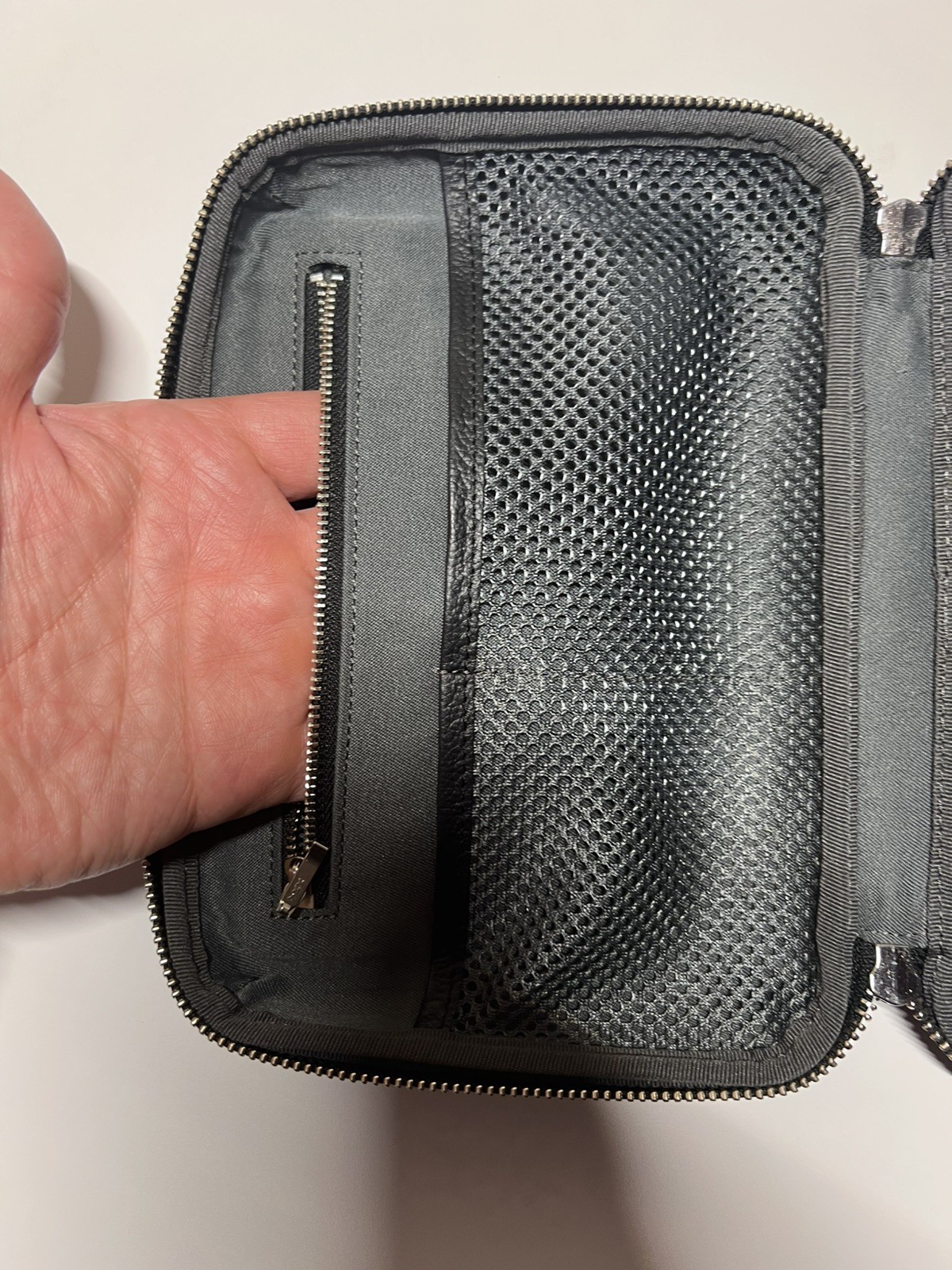 Business Leather Factory Genuine Leather Gadget Pouch Black Tech Organizer Japan