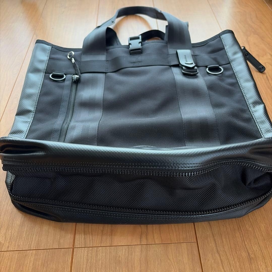 PORTER HEAT Expandable Tote Bag Black A4 Business 36x36x10cm to 16cm Auth