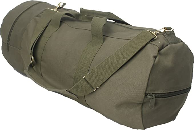 ARMYU Cotton Canvas Large Shoulder Duffle Bag Olive Drab Tote with Straps