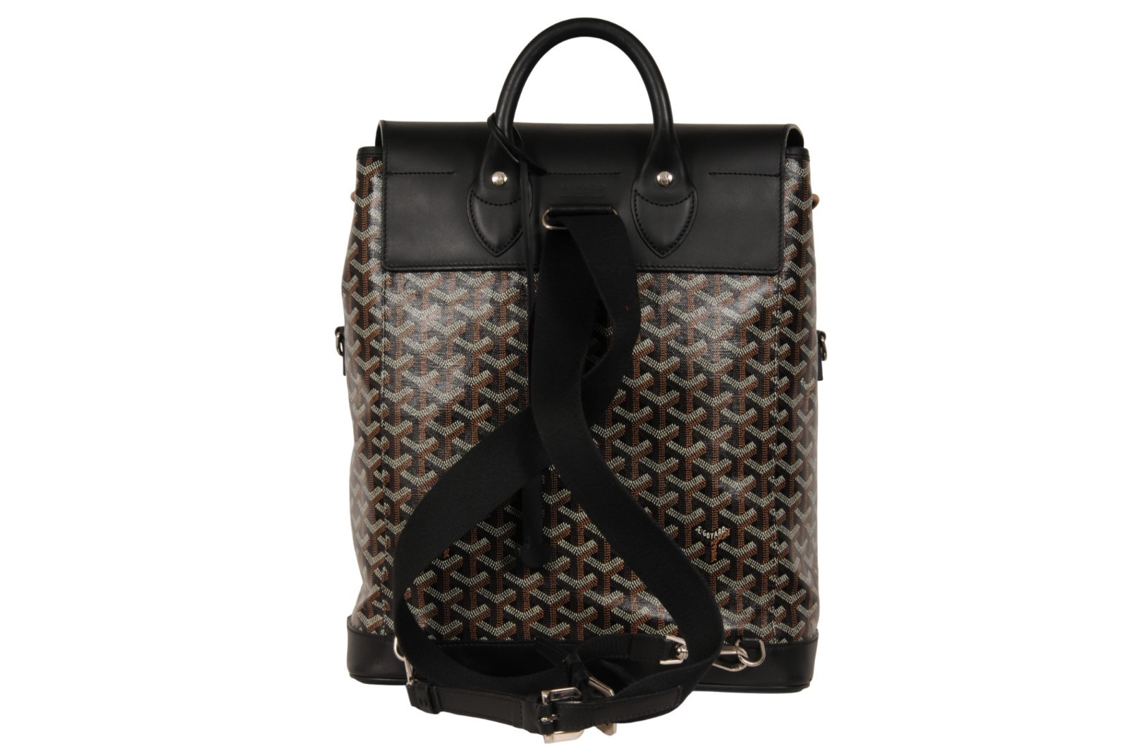 Goyard Alpin MM Backpack Black Leather Drawstring Strap Crossbody Travel Bag