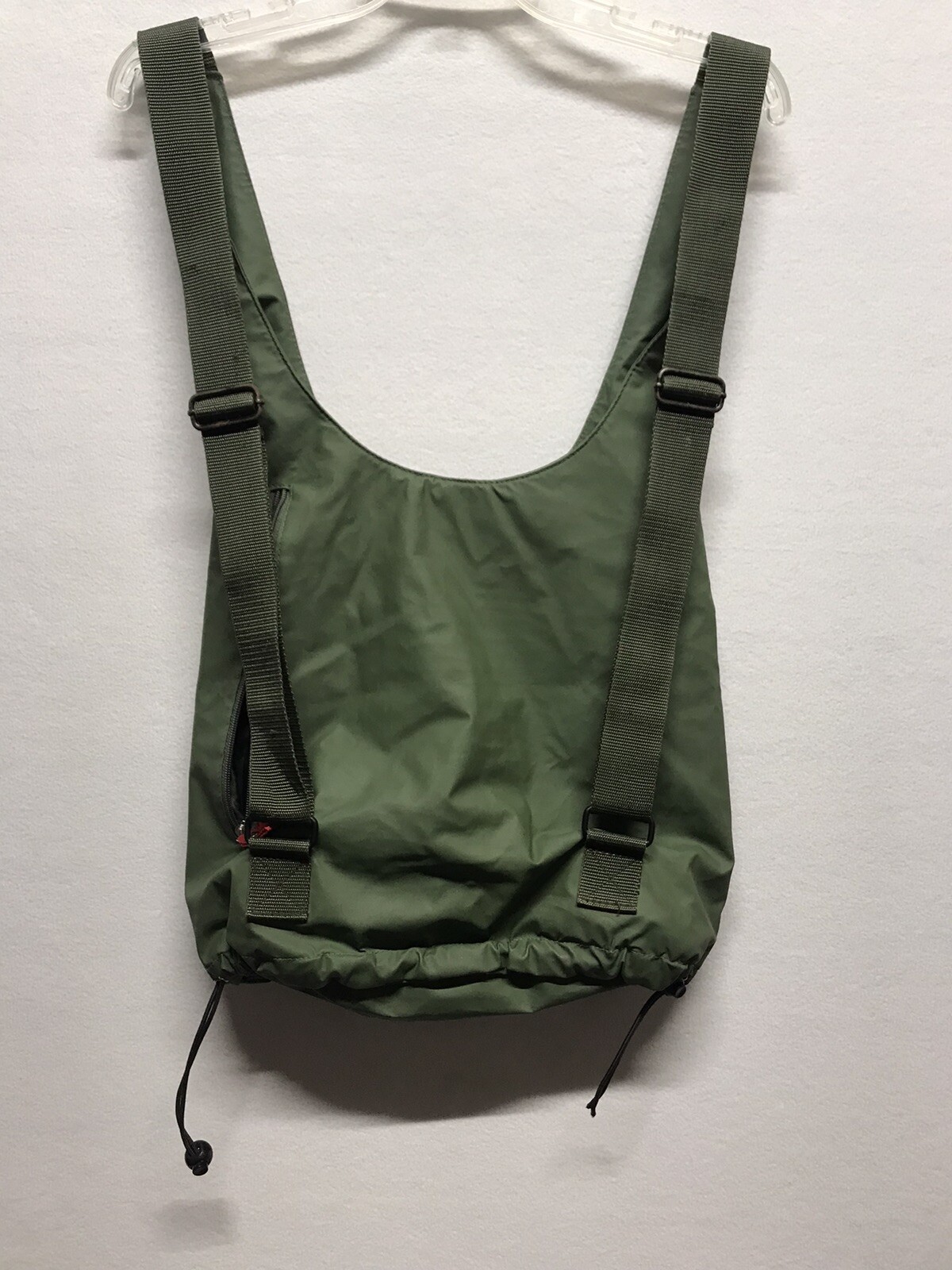 Hugo Boss Army Green Back Pack Nylon PVC 15” X 14” Bungee Button