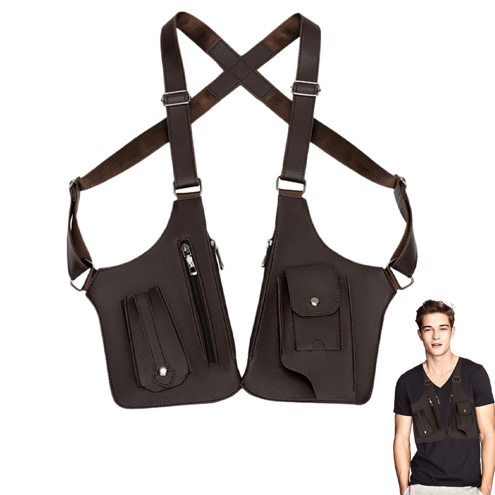 Adjustable Anti-Theft Underarm Shoulder Bag PU Leather Wallet Holster Bag