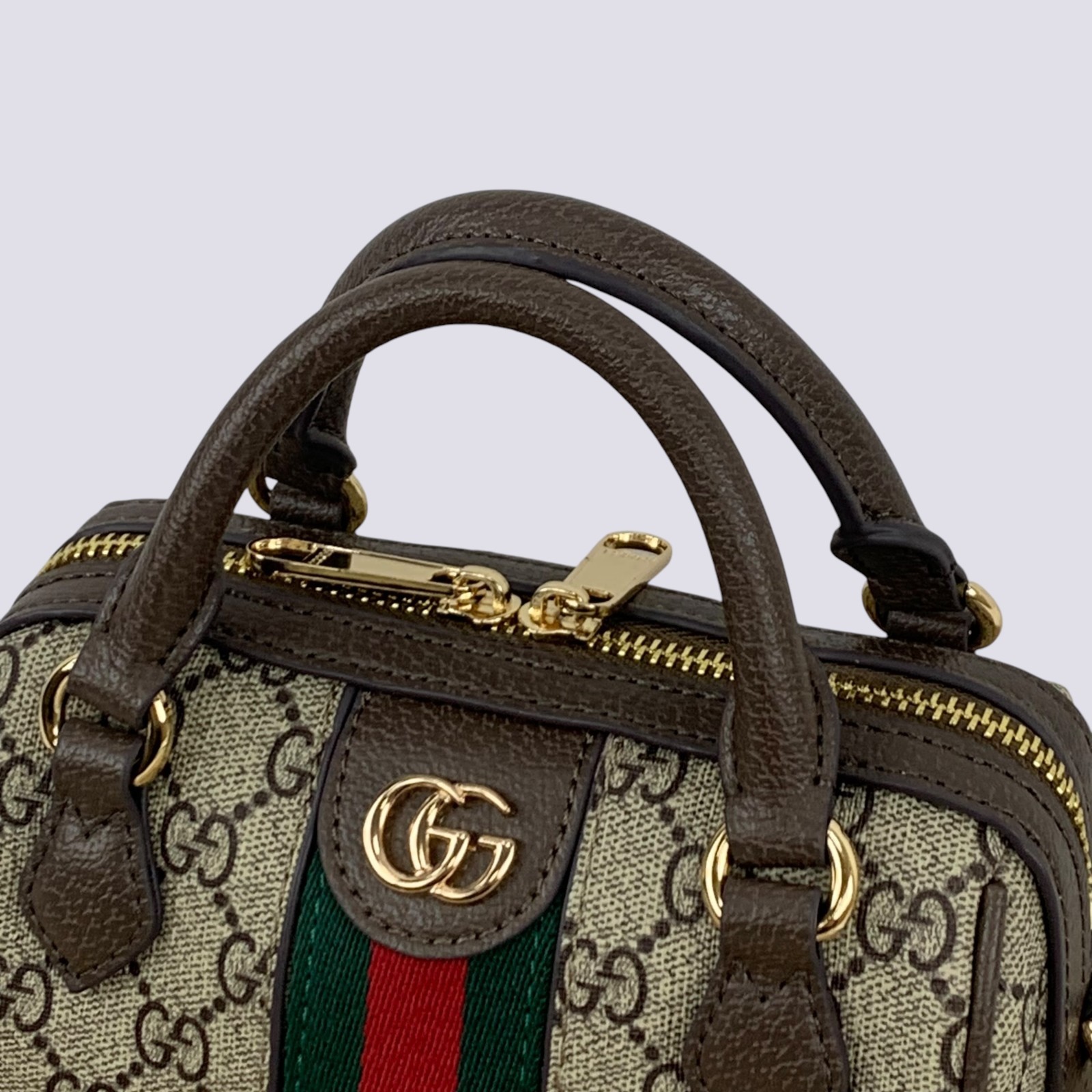 Gucci GG Monogram Logo Ophidia Top Handle & Shoulder Super Mini Bag Beige 781490