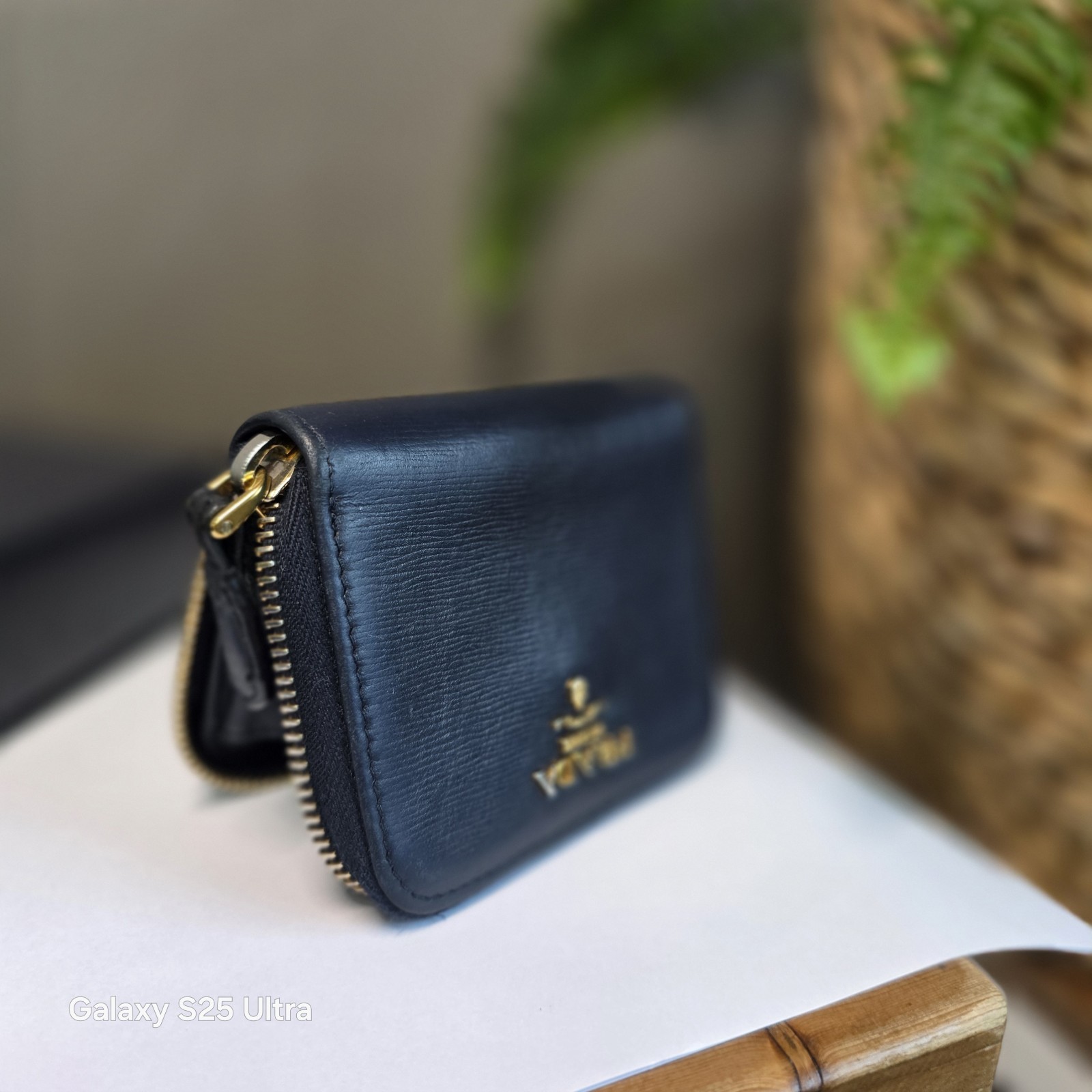 Prada Vitello Move Zip Coin Purse Wallet 1MM268 Baltico Navy Gold HW Full Set
