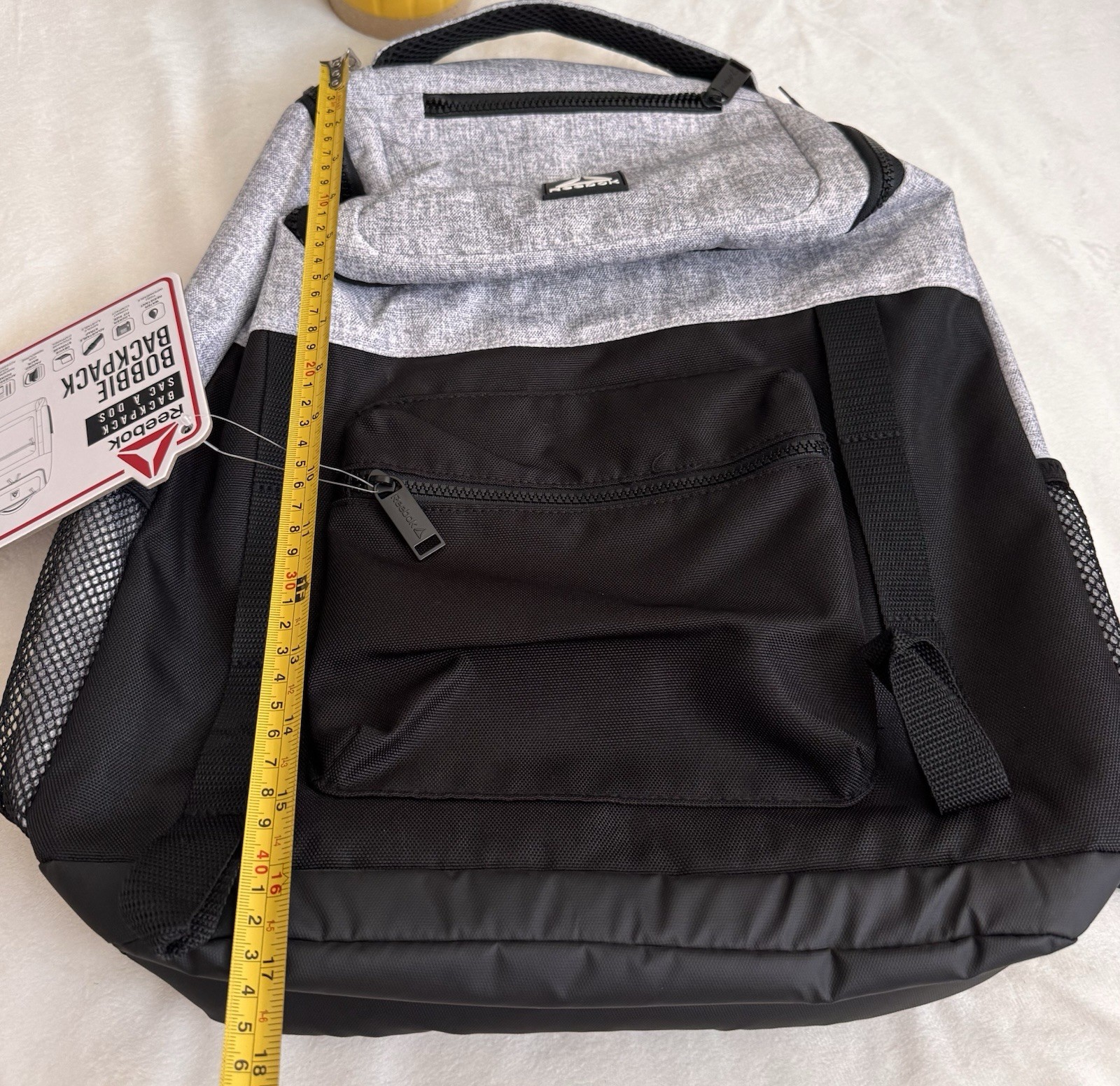 Reebok Unisex Adult Bobbie Top Loader 18.5″ Laptop Backpack, Light Heather Grey
