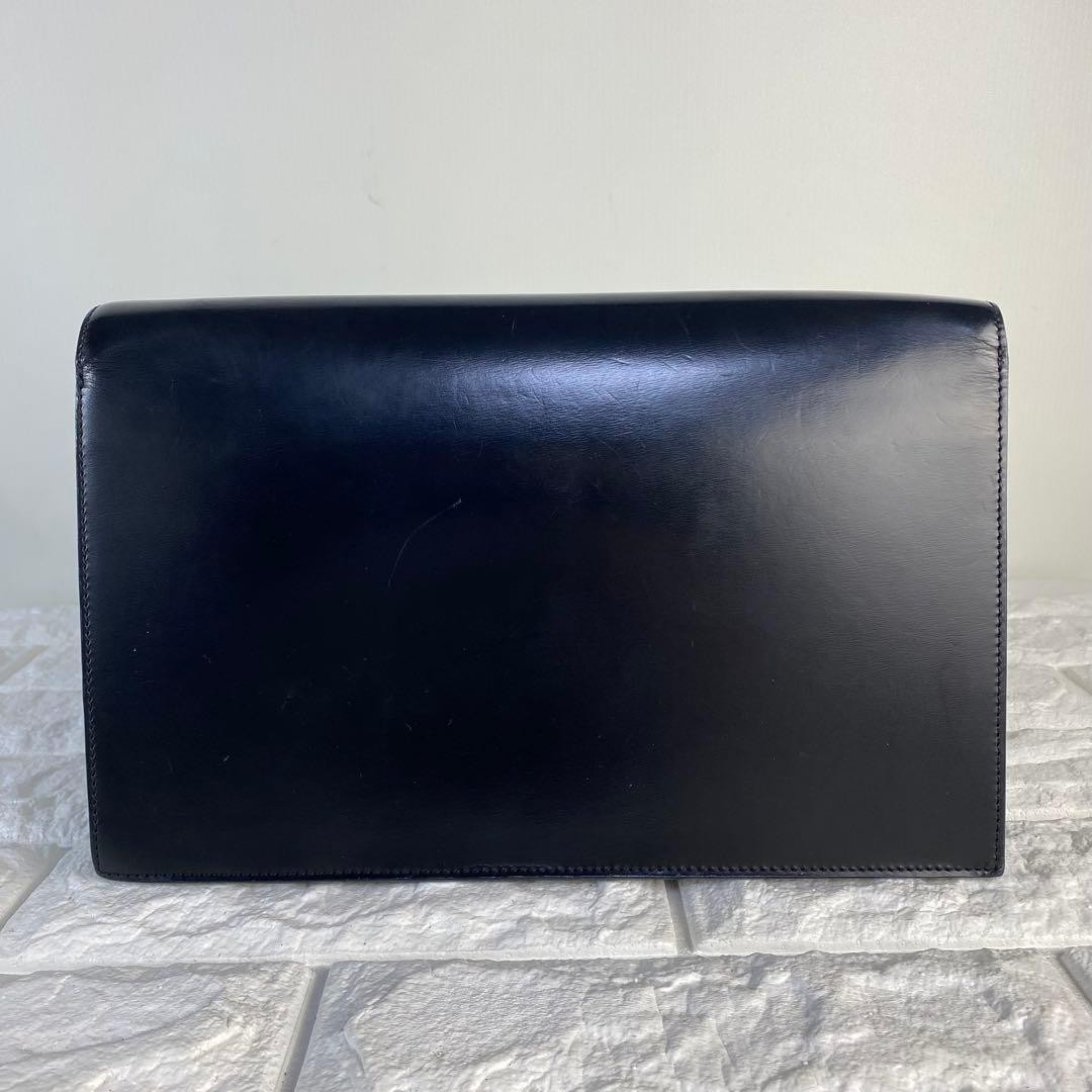 Dunhill Clutch Bag Second Bag Black Smooth Leather Flap Lock & Key Men’s