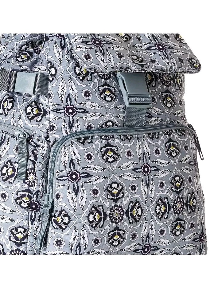 Vera Bradley Backpack,Cotton Utility, Plaza Tile, Gray Blue, Recycled fabric,NEW