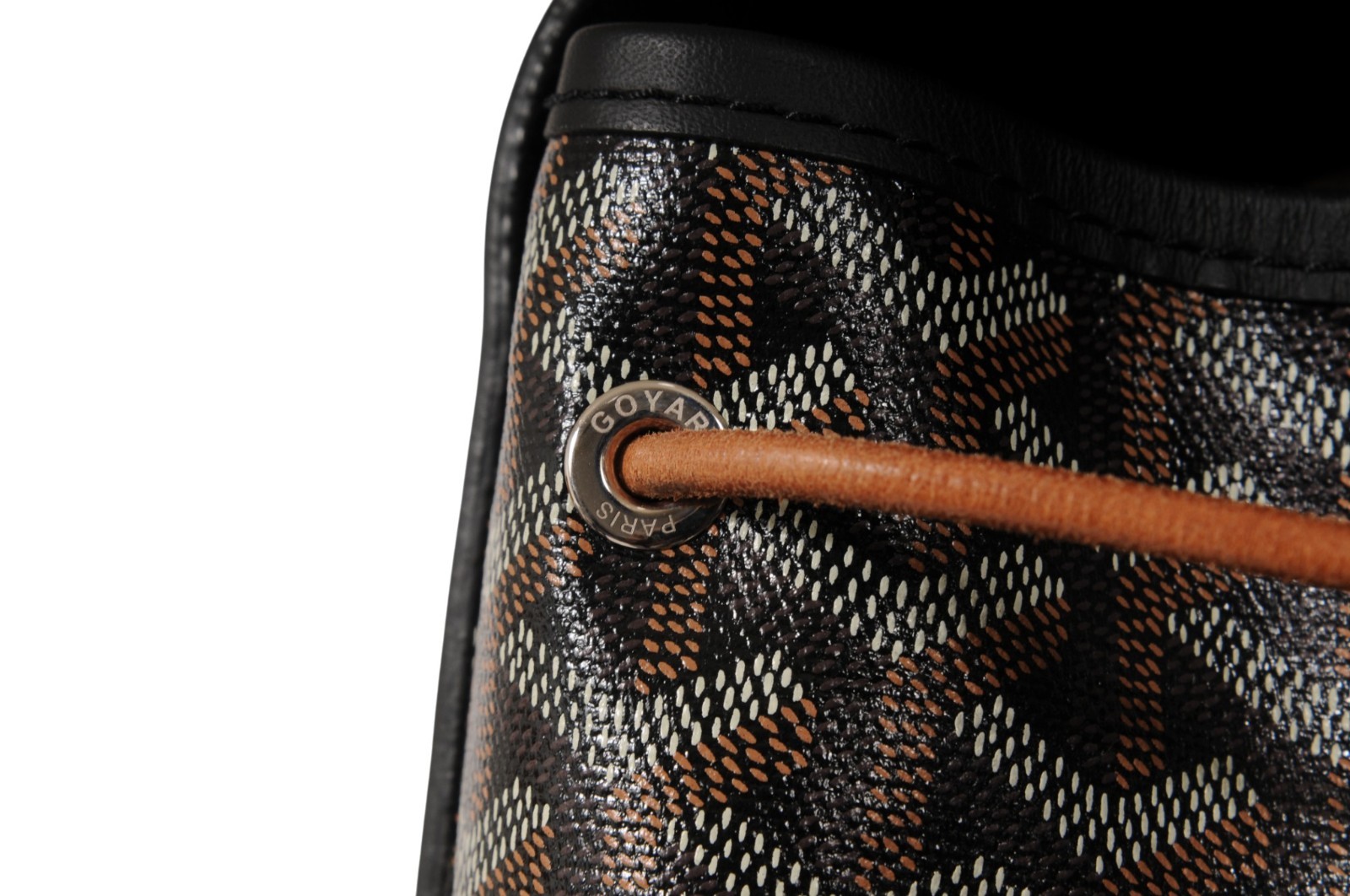 Goyard Alpin MM Backpack Black Leather Drawstring Strap Crossbody Travel Bag