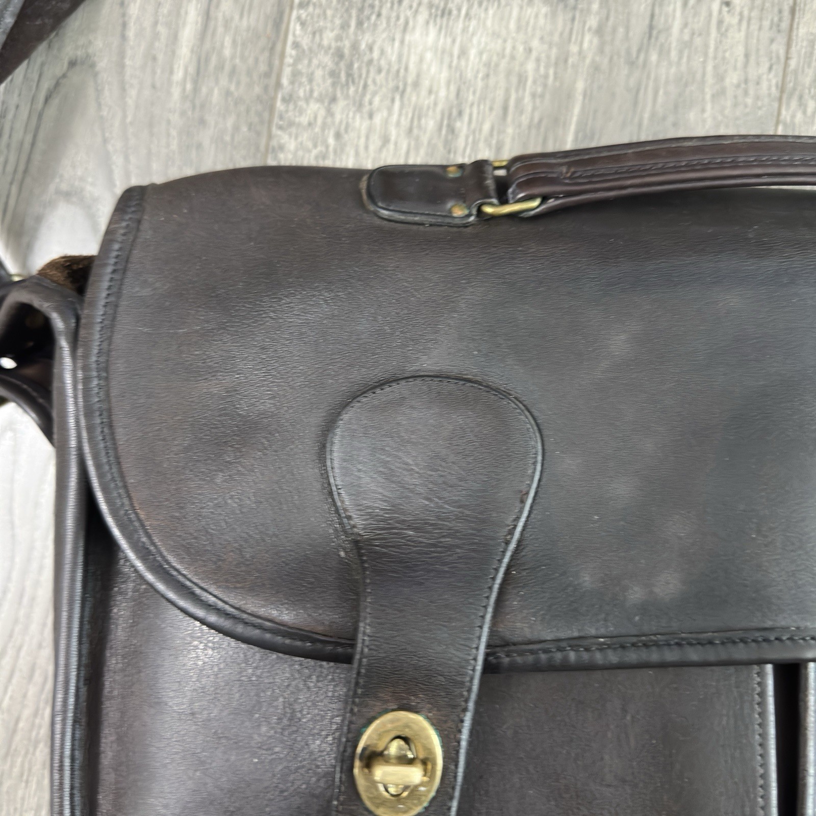 Vtg COACH Leather Carrier MUSETTE Bag Brown Solid Brass Hardware NYC Made In USA