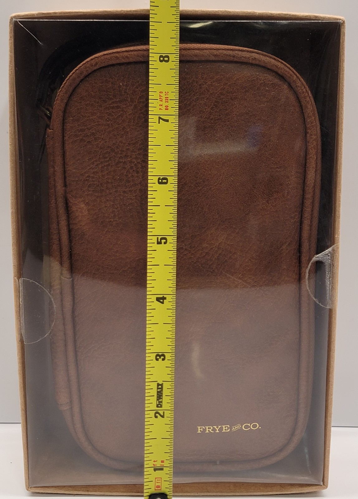 Frye and Co. Vegan Leather Tech Storage Case New In Box 8×4.5″ Brown