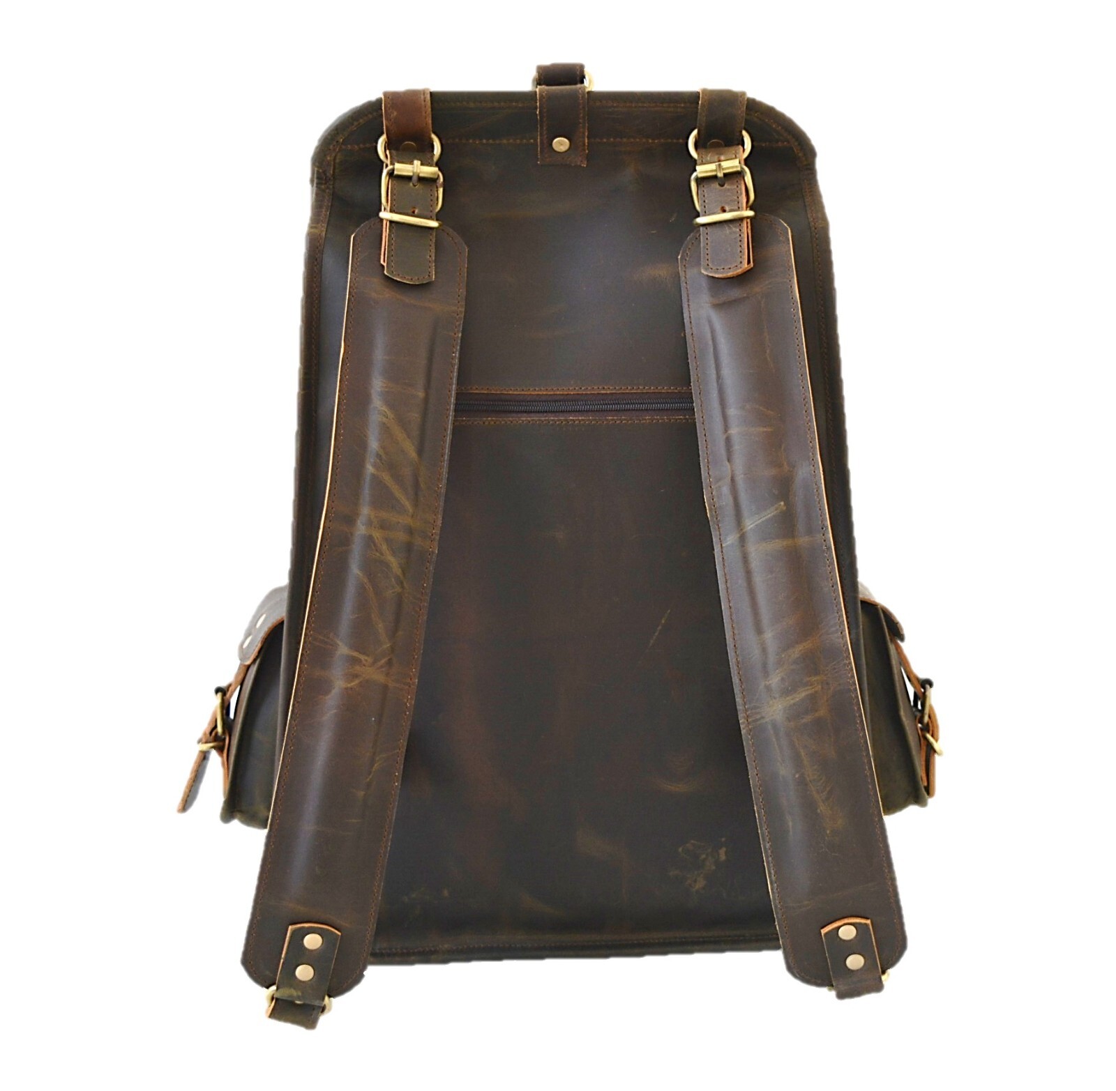 Leather Backpack for Men Handmade 21 inch Laptop Shoulder Office Brown Rucksack