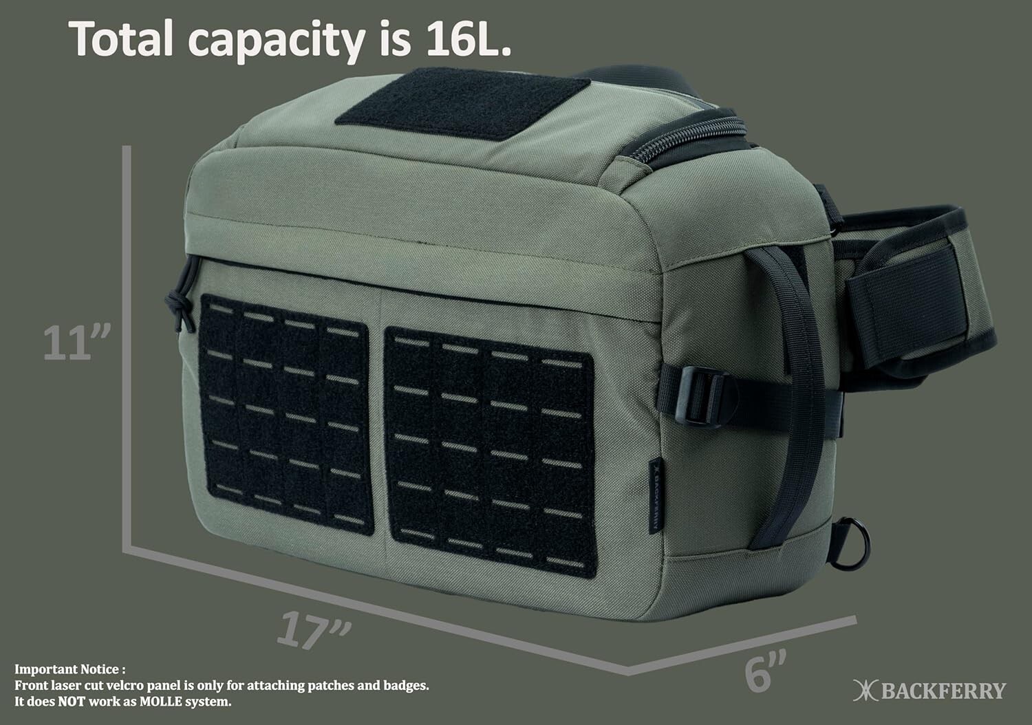 BackFerry Tactical Sling Backpack/Durable 16L Crossbody Shoulder Bag. NEW!