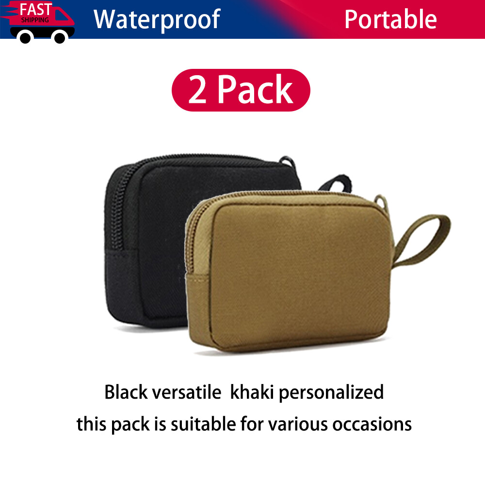 2 Pack Tactical EDC Wallet Coin Purse Hiking Earphone Card Key Pocket Bag To Men