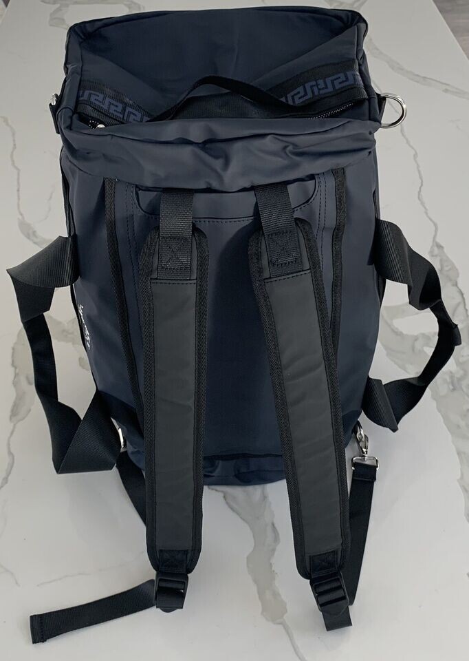 Versace Parfums Duffle dark blue Backpack faux leather gym Weekender travel Bag