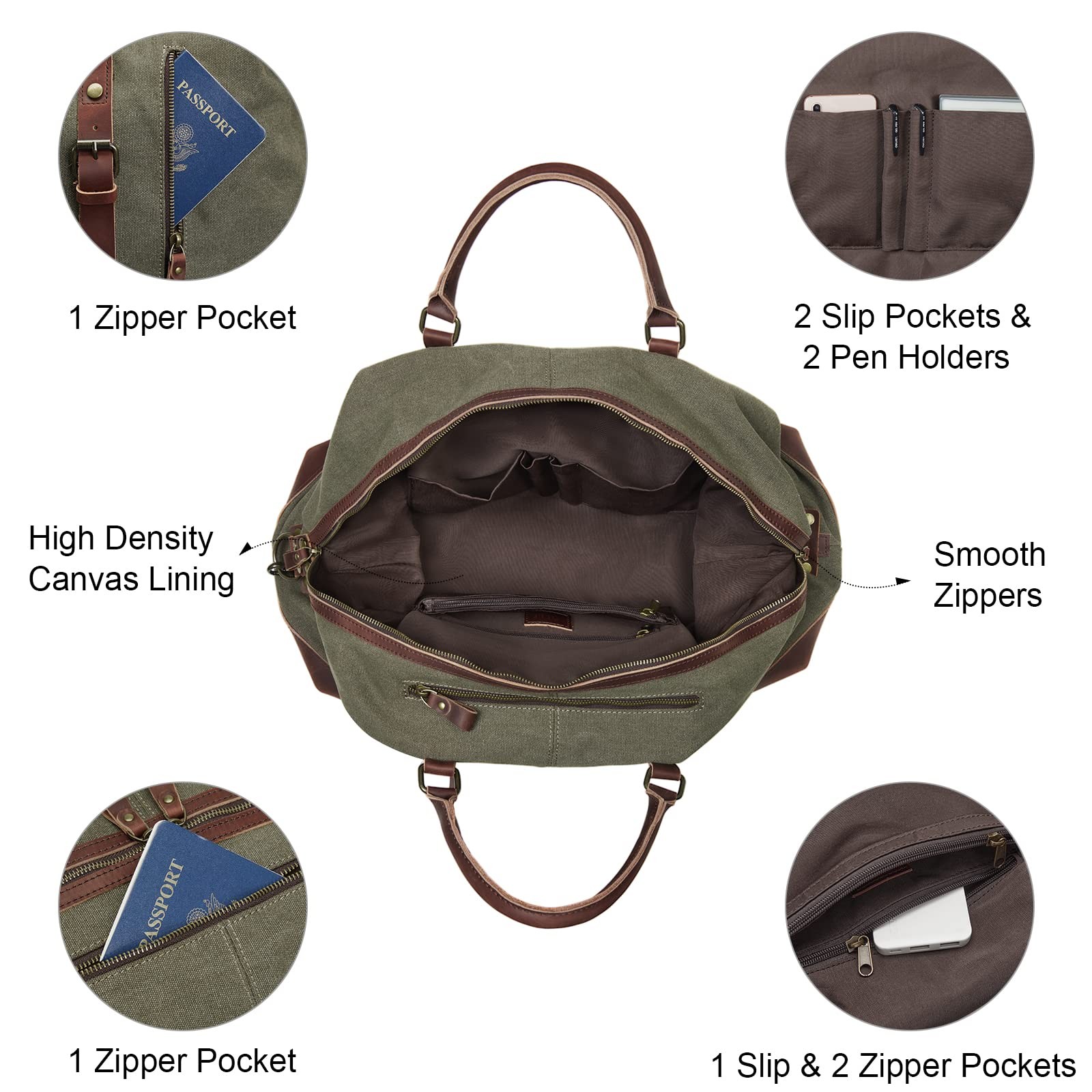 S-ZONE Duffle Bag for Travel Canvas Duffel Carry on X-Large, Army Green