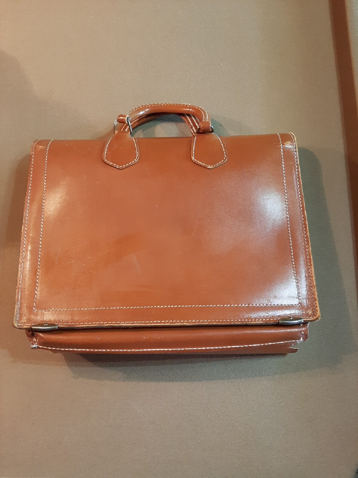 Vintage Bosca Built Brown Leather Briefcase In Used Condition