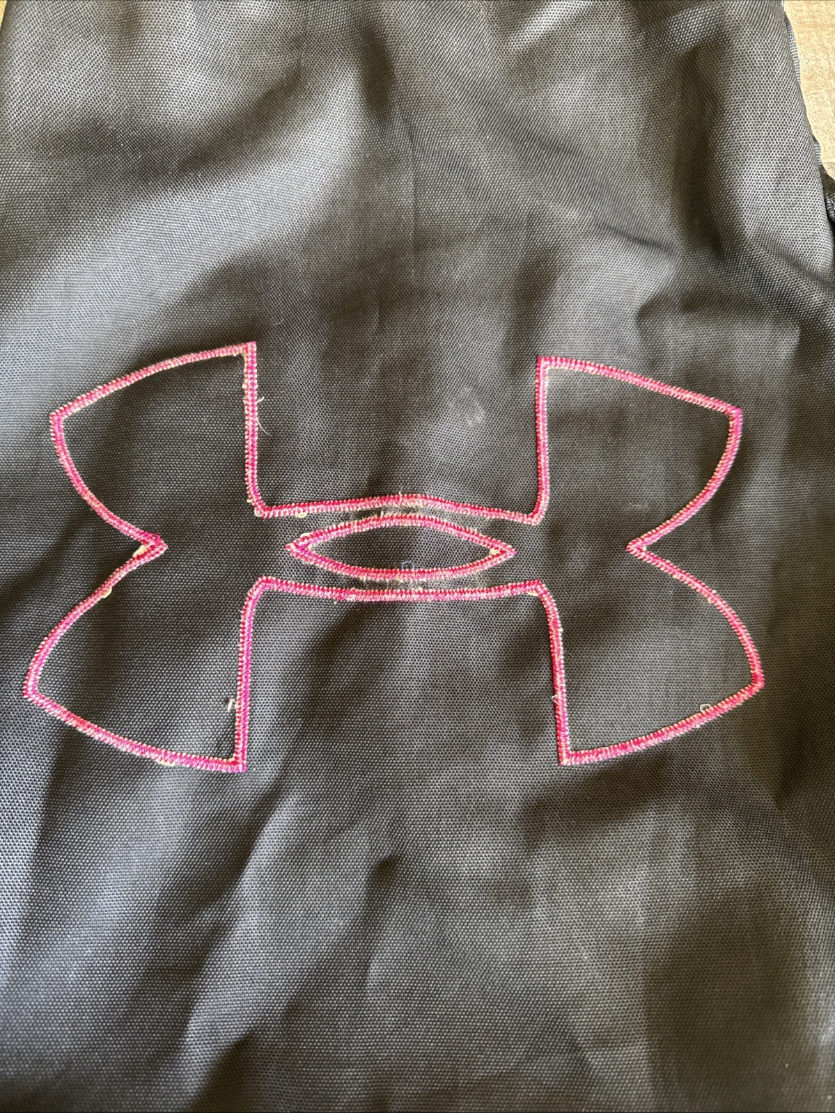 Pre- owned Black Under Armour Draw String Gym Bag with Pink and Yellow logo