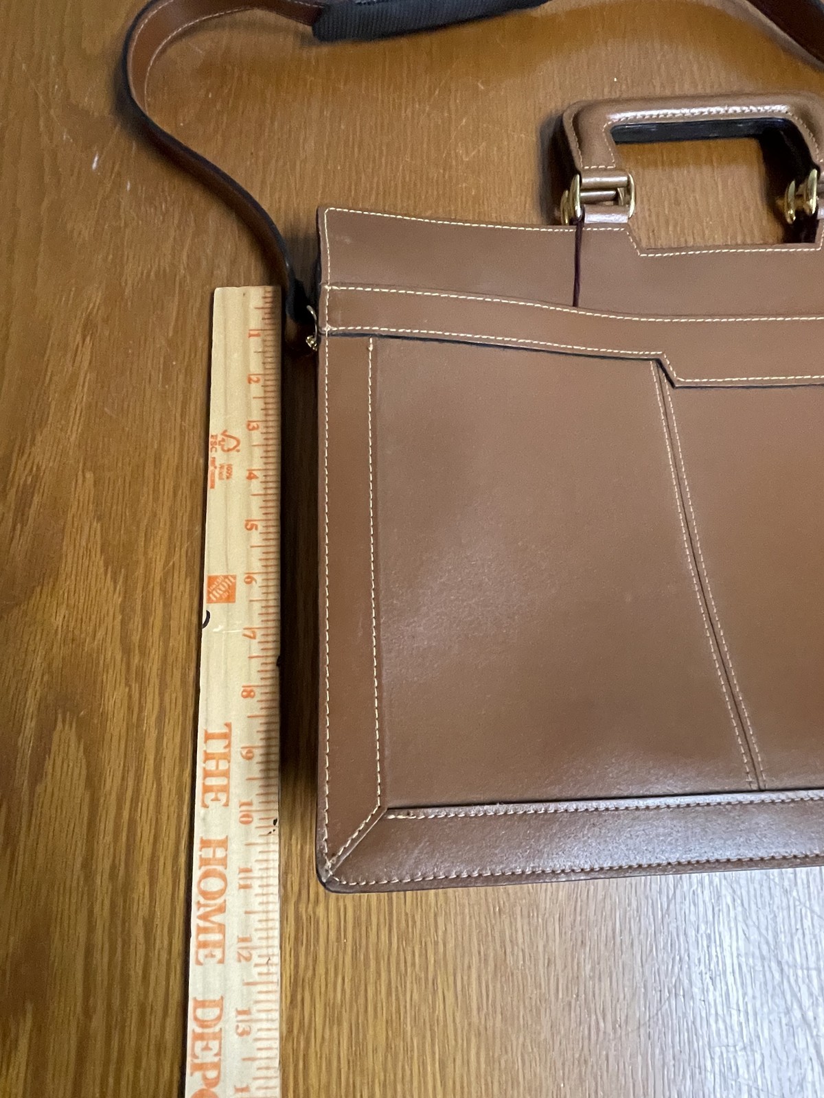 Vintage HIT Leather Briefcase Mens Shoulder Strap Portfolio Bag 90s Taiwan
