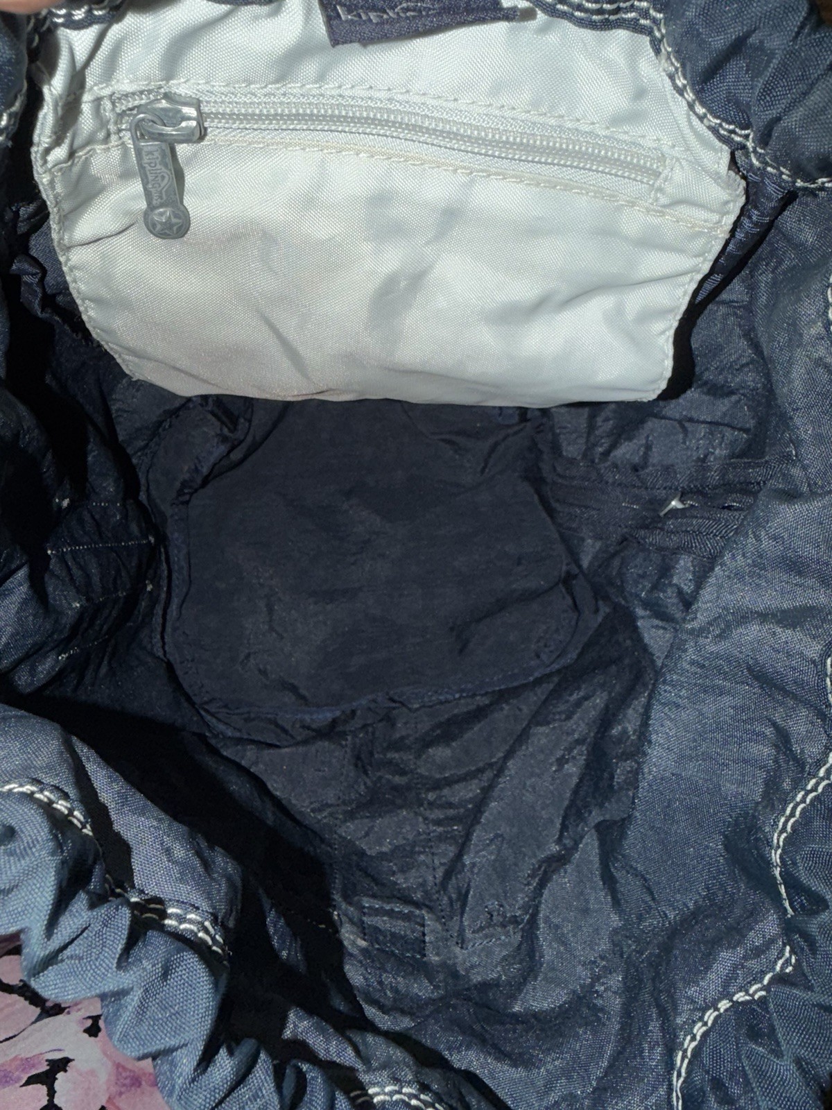 KIPLING Blue Drawstring Backpack Adjustable Strap Inner/Outer Pockets Zip