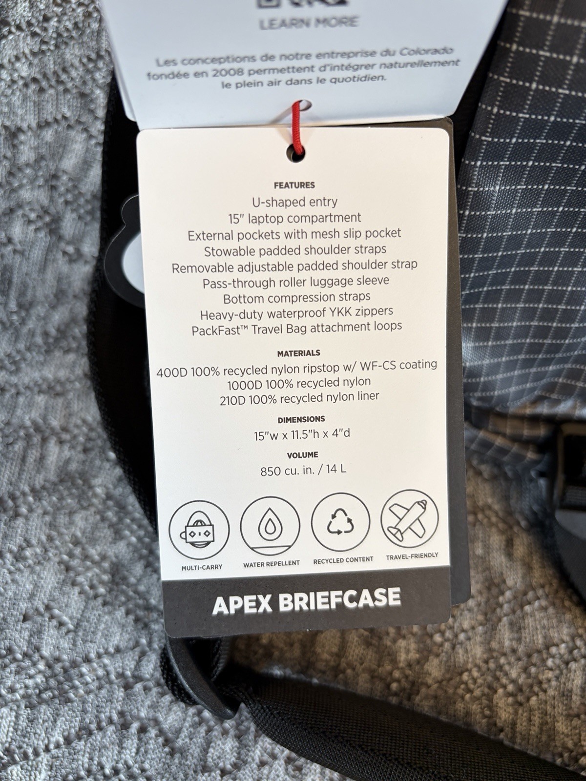 Topo Designs Apex Global Briefcase Travel Bag Backpack Black NWT