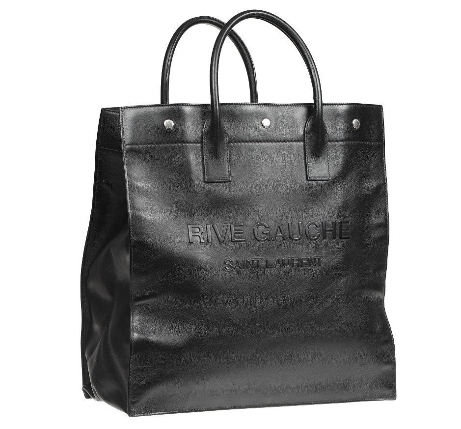 NEW YSL SAINT LAURENT LUXURY BLACK LEATHER LOGO TOTE BAG HANDBAG