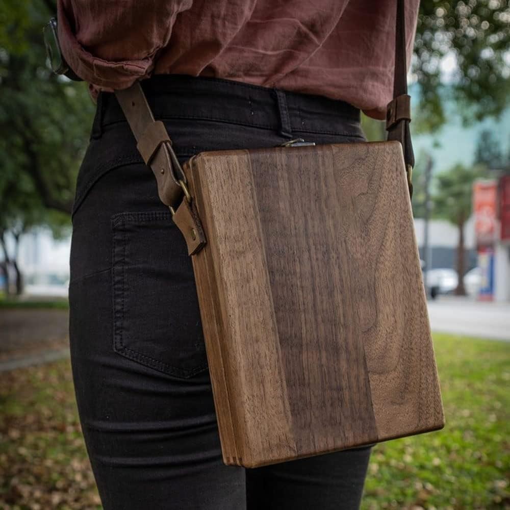 Writers Messenger Wood Box Multifunctional Wooden Handmade Crossbody Postman …