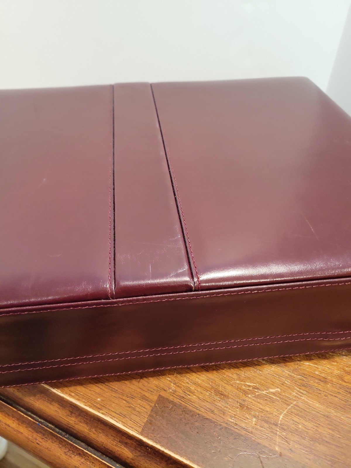 Vintage Stebco Burgundy Hard Leather Briefcase Front Change Combination Lock