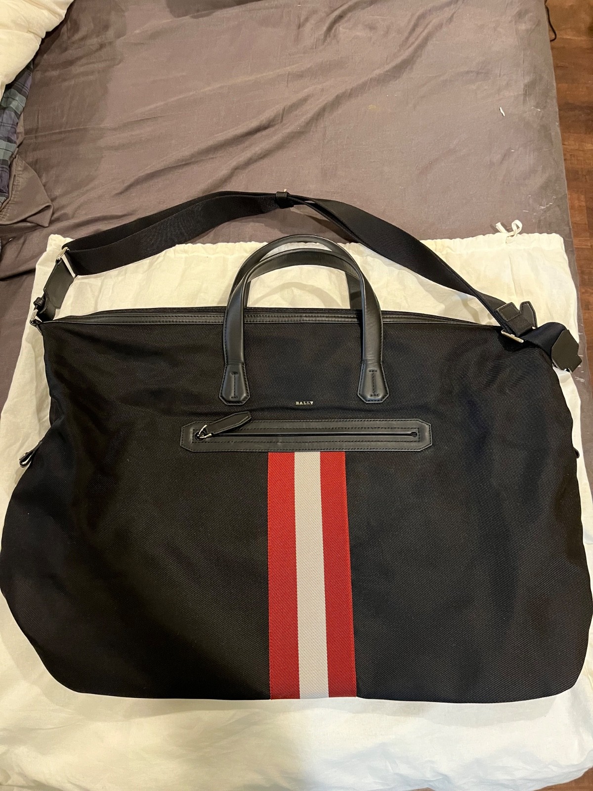 Bally Weekender Travel Top Handle Shoulder Bag Black Duffel