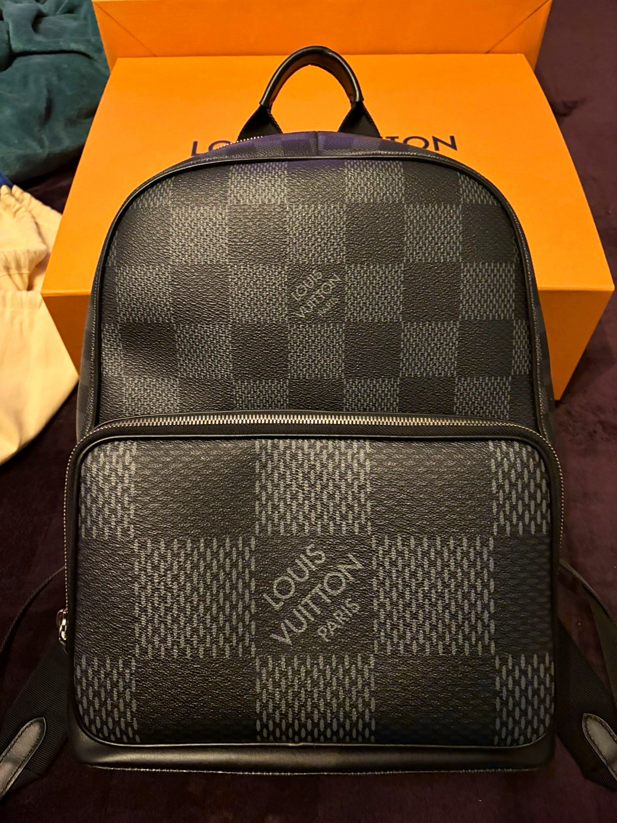 Louis Vuitton Damier Graphite Checkered Backpack Black Gray Zip Top Handle