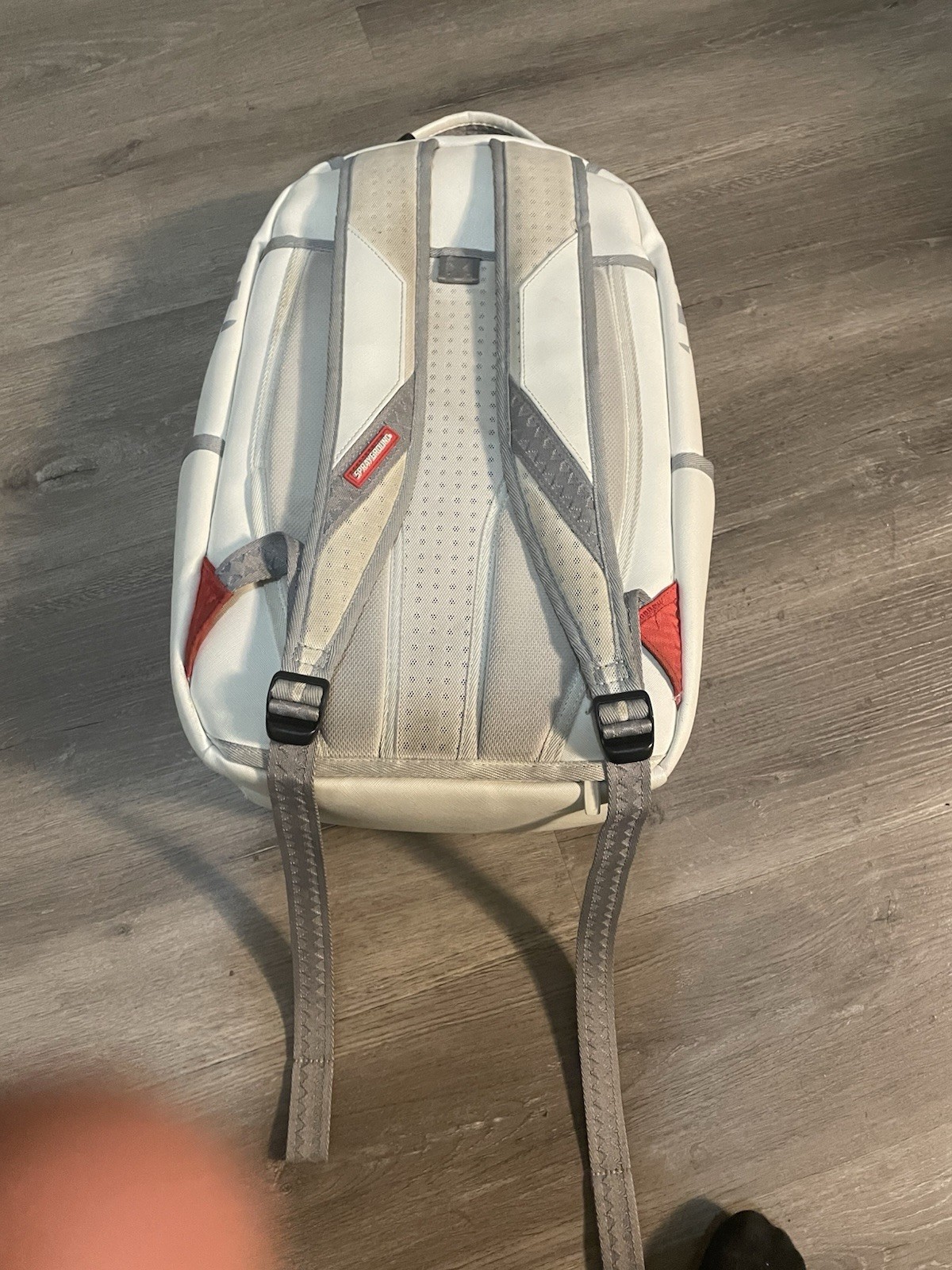 Limited Edition Autographed Checkered Backpack White Pink Gray