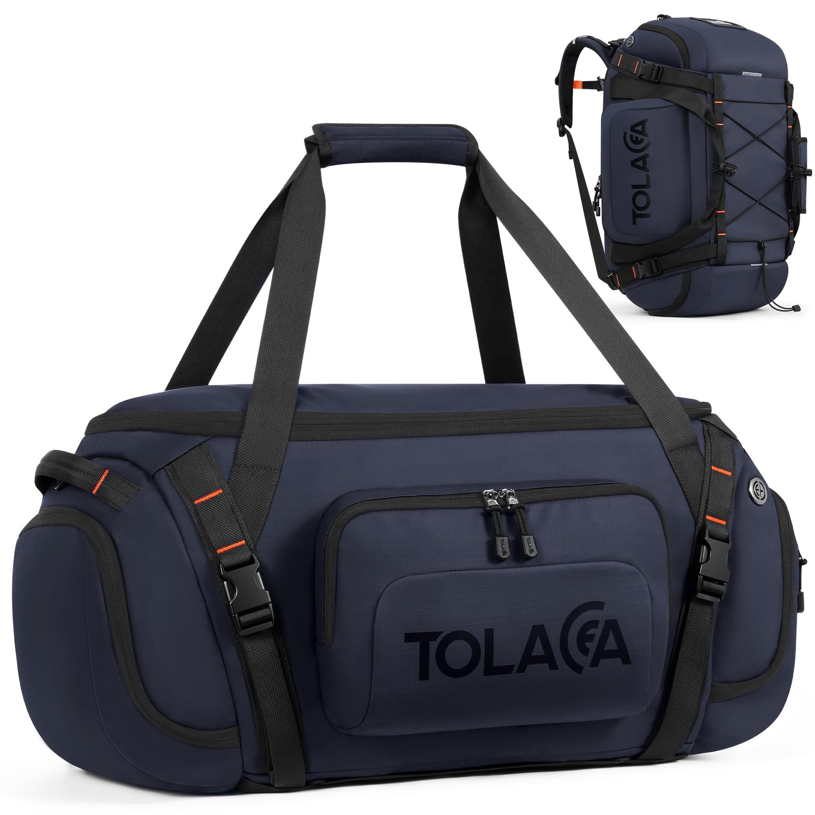 Gym Bag For Men Women 40L Duffle Backpack 15.6 Inch Laptop Compartment Navy