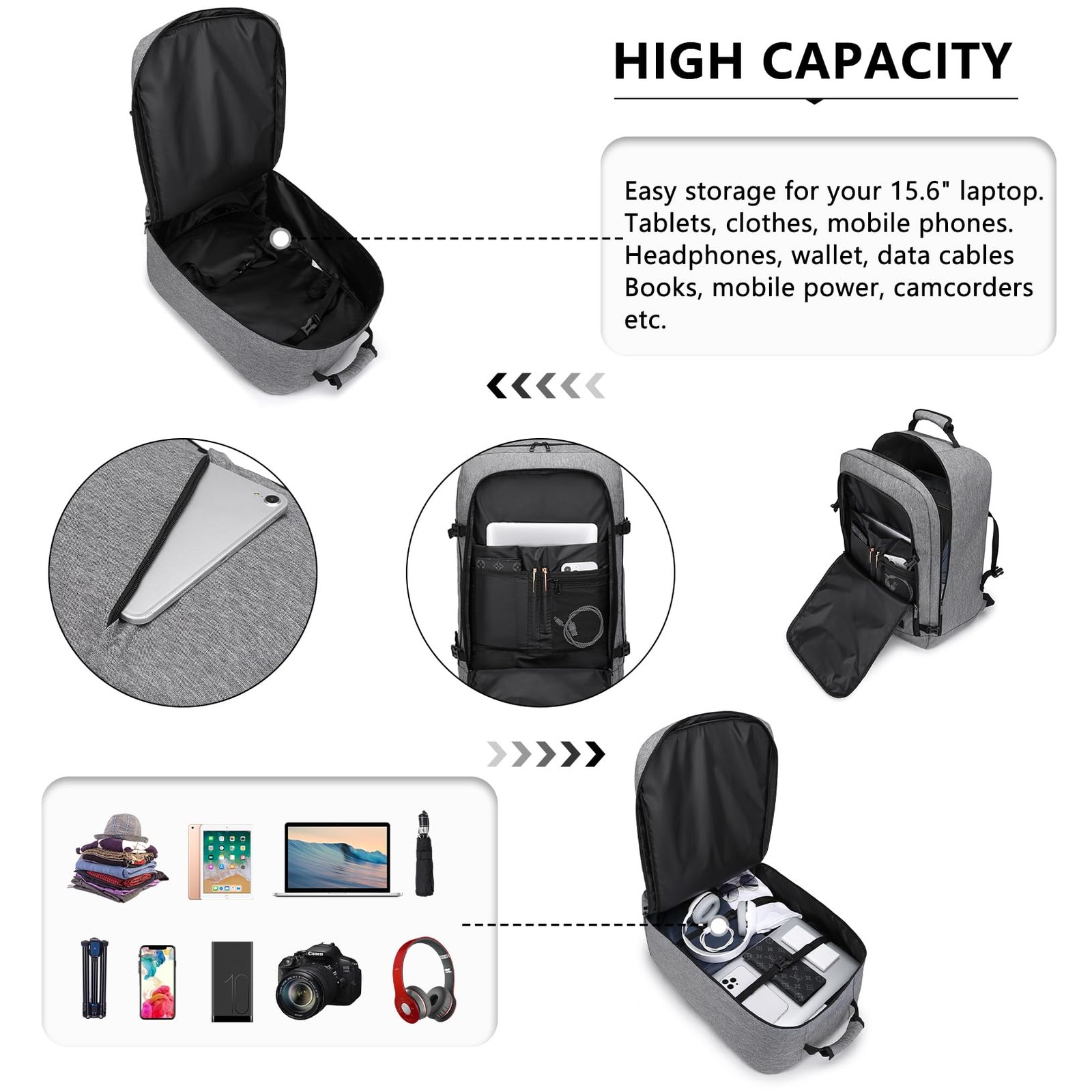 Carry on Backpack, 22″ Airplane Approved Travel Backpack for Men and Women, W…