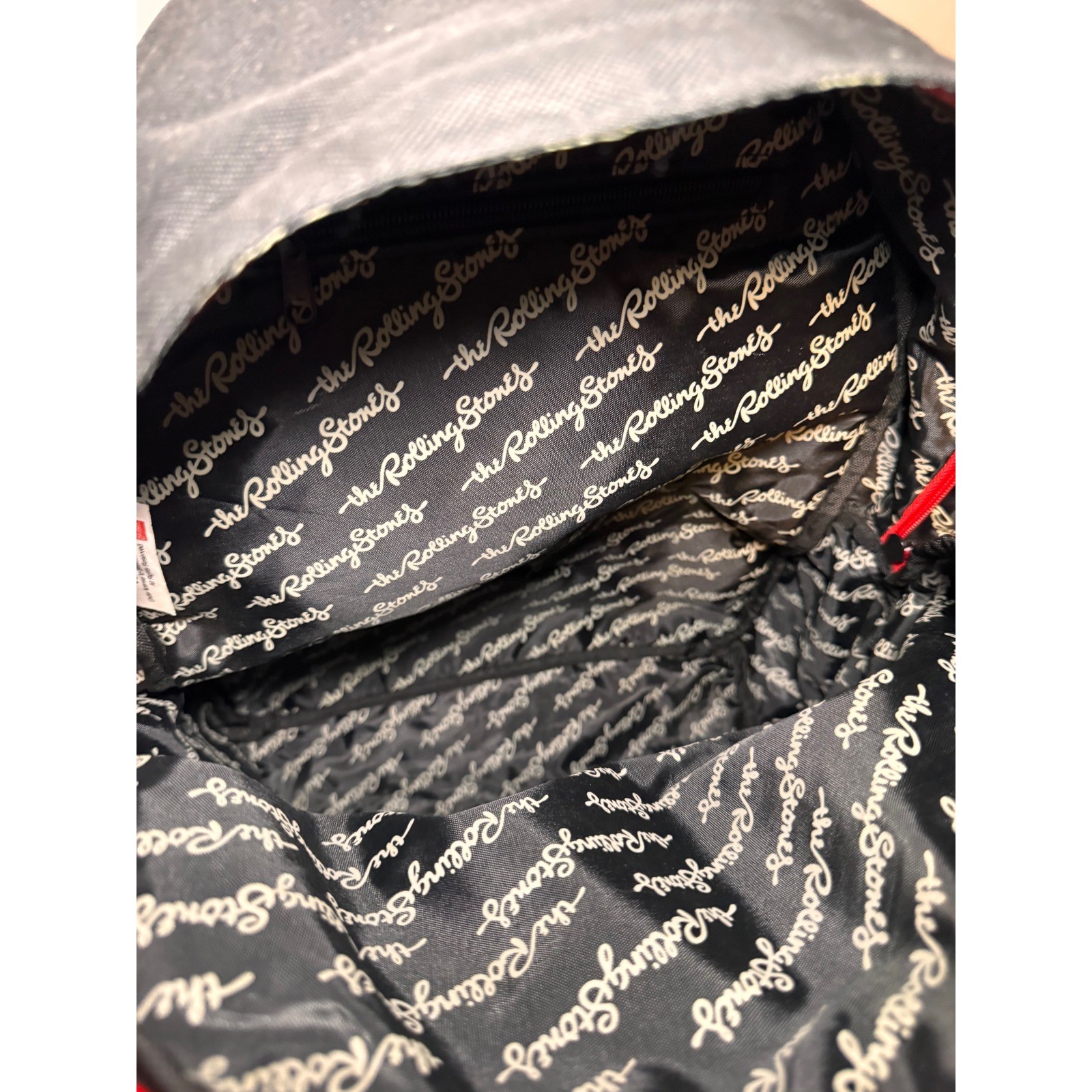 The Rolling Stones Backpack Black Canvas Union Jack Tongue Logo
