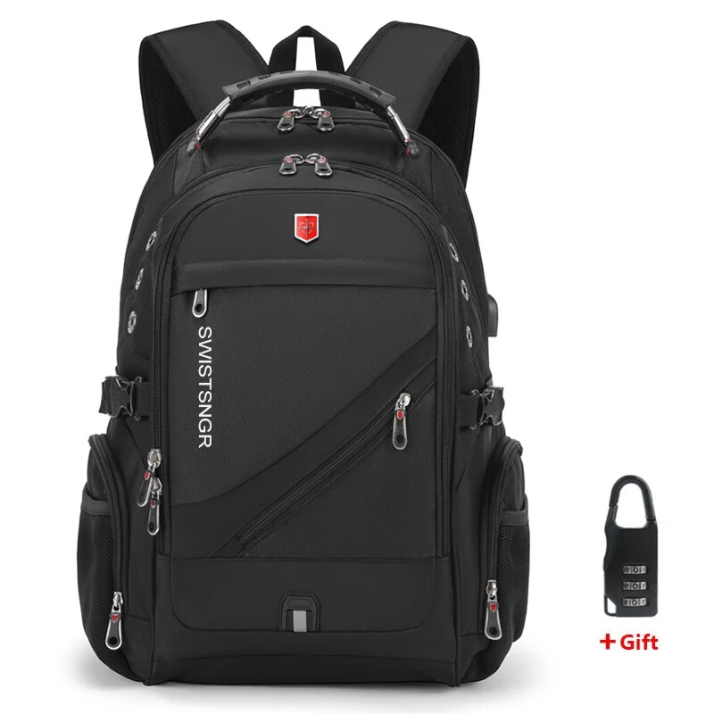 Waterproof 15.6/17.3 Inch Laptop Backpack Men USB Charging Swiss Backpack Travel