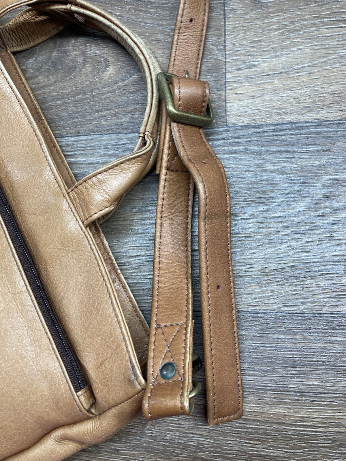 LATICO Caramel Leather Brief Case Zip Business Bag Unisex Crossbody and Handles
