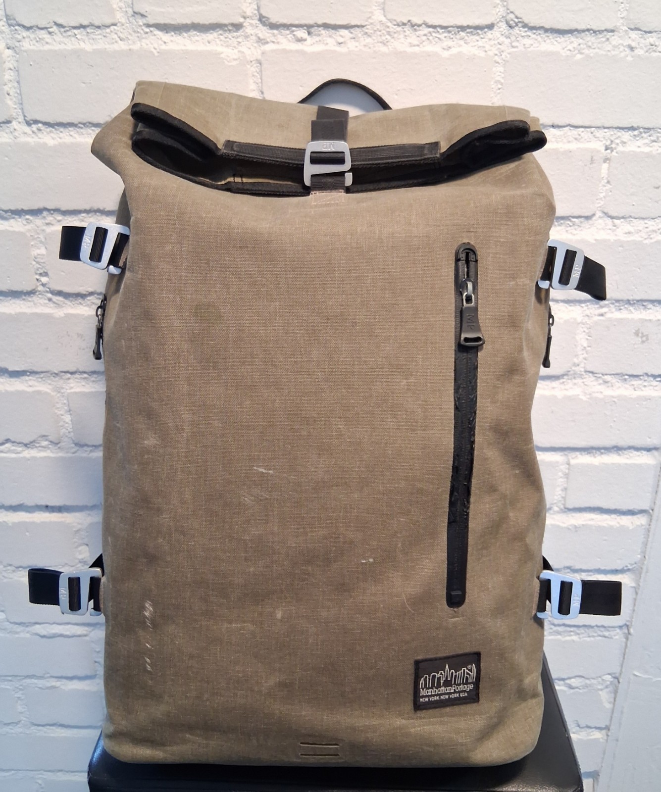 Manhattan Portage Harbor Canvas Brown Backpack Roll-Top Water Resistant