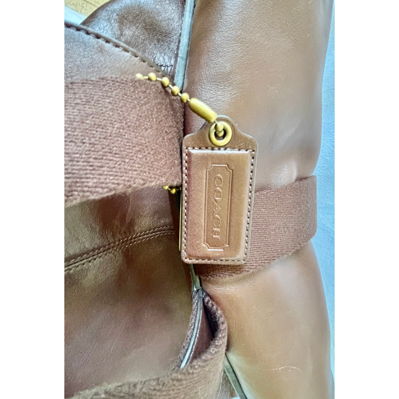 COACH Vintage Brown Leather Rucksack Backpack Suede Trim Brass Hardware Large