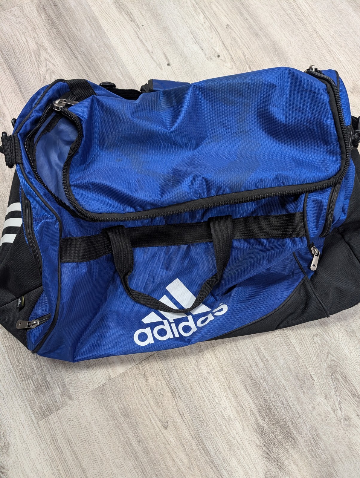 Adidas Unisex Blue & Black lining With Dual Handles Zipper Pockets Duffle Bag